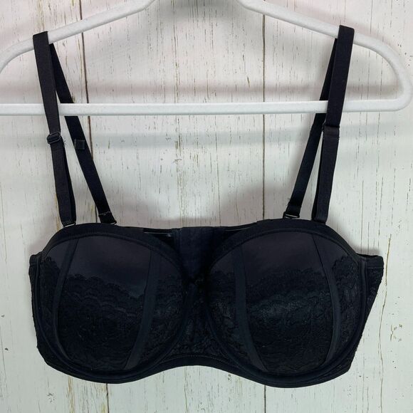 Torrid Curve Push Up Bra Size 40DD Black Convertible Strapless Underwire Lace - Picture 1 of 8